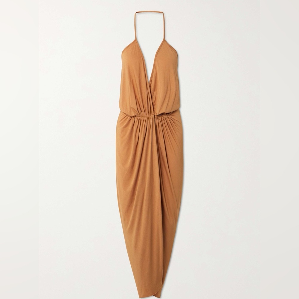 Rick Owens Vered Gathered Jersey Halter Midi Dress, IT Size 38